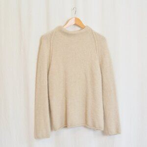 gobi cashmere 100% organic cashmere beige mock neck sweater size large like new